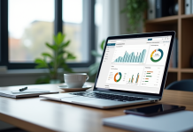 Bureau moderne avec ordinateur affichant des analyses web