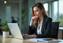 Objectif d’un site web : importance et stratégie pour réussir en ligne Jeune femme d'affaires regardant un site web sur son ordinateur