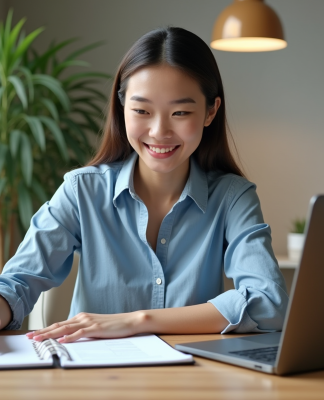 Jeune femme au bureau travaillant sur un ordinateur portable