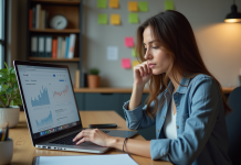 Femme professionnelle analysant des données sur un ordinateur