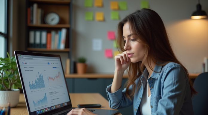 Femme professionnelle analysant des données sur un ordinateur