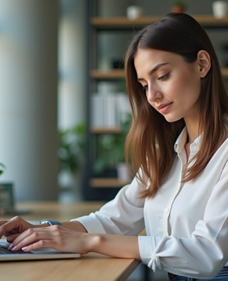 Jeune femme professionnelle utilisant une plateforme no-code