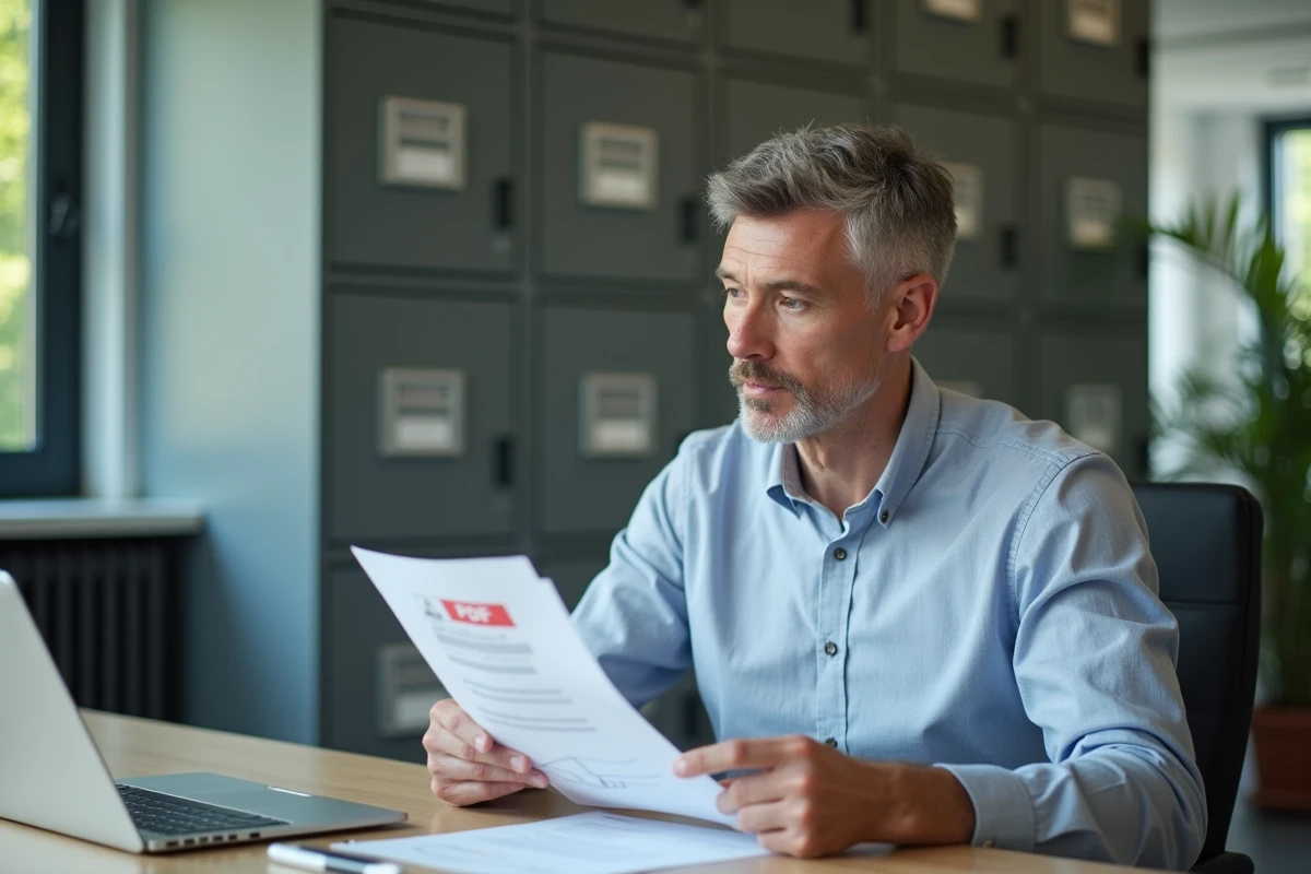 Homme en réunion regardant un document avec Zupimage