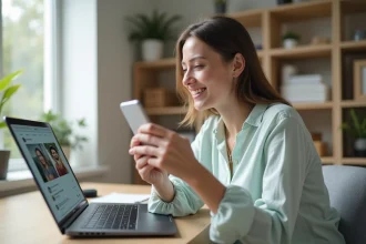 Jeune femme professionnelle souriante dans un bureau moderne