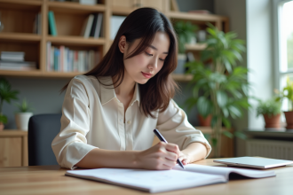 Jeune femme asiatique esquissant des wireframes d'application