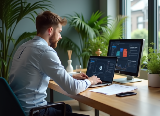 API Cluster Kubernetes : comprendre le fonctionnement et les avantages Jeune homme IT travaillant sur un dashboard Kubernetes