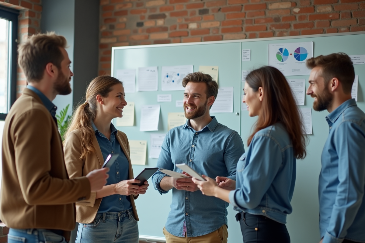 Groupe de professionnels en réunion collaborative